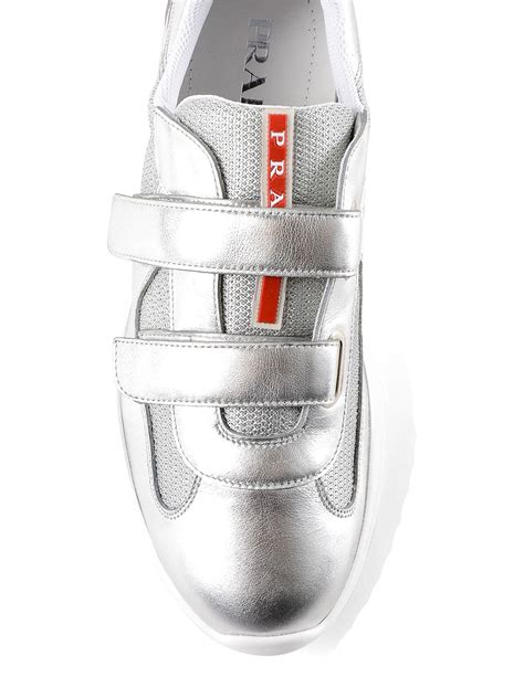 silver prada trainers